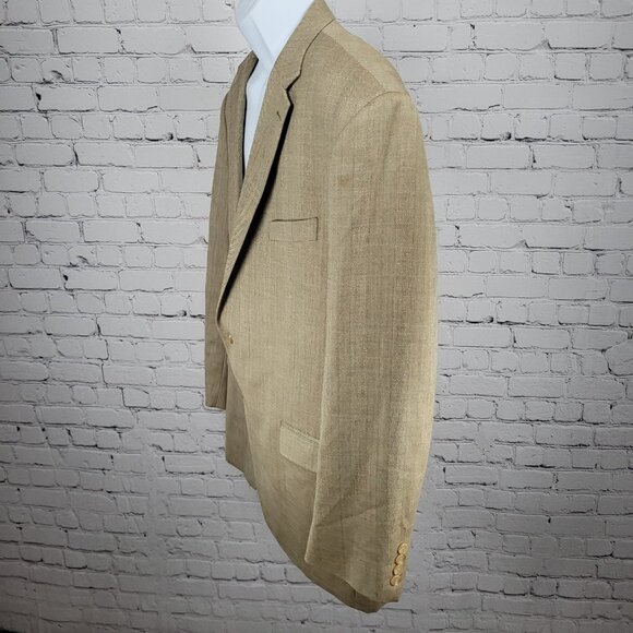 Lauren Ralph Lauren Tan Silk Wool Blend 2 Button Notch Blazer Sport Coat 48R - Picture 15 of 16